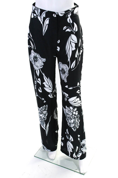 Alvin Valley Womens Floral Print Wide Leg Pants Black White Size EUR 36