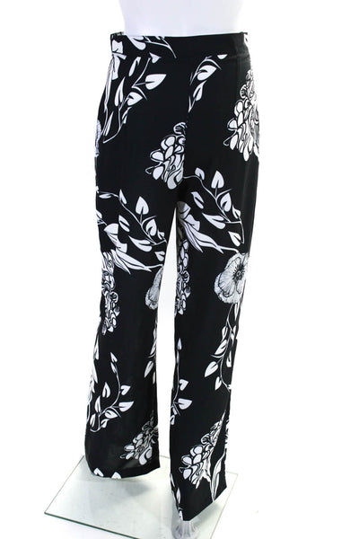 Alvin Valley Womens Floral Print Wide Leg Pants Black White Size EUR 36