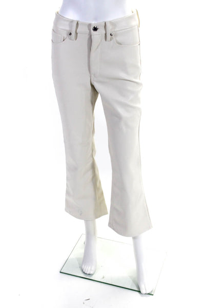 Good American Womens Faux Leather High Rise Straight Leg Pants Off White Size 4