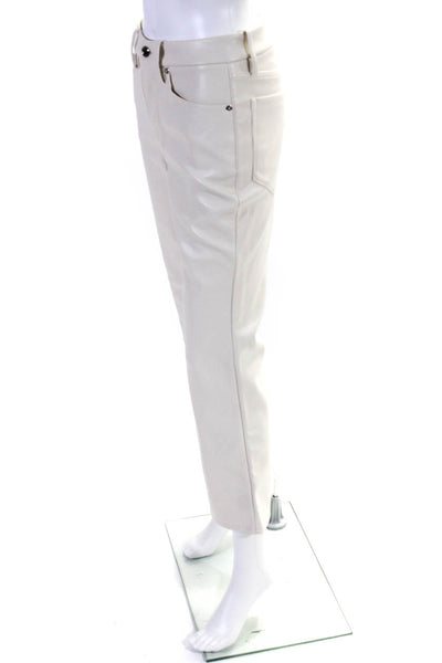 Good American Womens Faux Leather High Rise Straight Leg Pants Off White Size 4