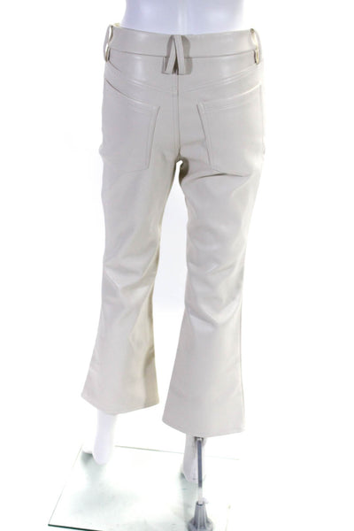 Good American Womens Faux Leather High Rise Straight Leg Pants Off White Size 4