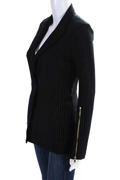 Bailey 44 Womens Single Button Pointed Lapel Pinstriped Blazer Jacket Navy XS