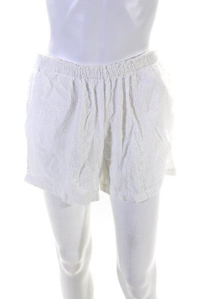 Innika Choo Womens Embroidered Two Pocket Elastic Waist Shorts White Size M