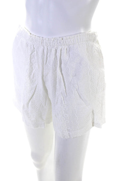 Innika Choo Womens Embroidered Two Pocket Elastic Waist Shorts White Size M