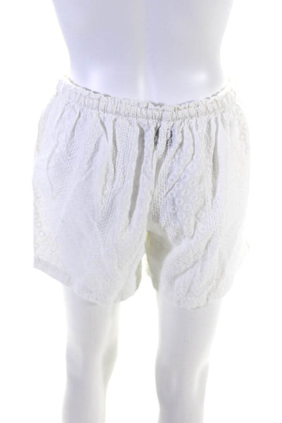 Innika Choo Womens Embroidered Two Pocket Elastic Waist Shorts White Size M