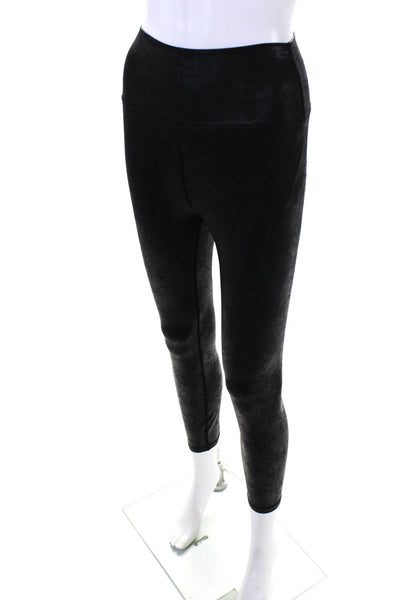 Carbon 38 Womens Stretch High-Rise Activewear Ankle Leggings Black Size S