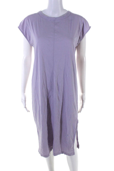 Everlane Womens Solid Lilac Crew Neck Cotton Sleeveless Shirt Dress Size M