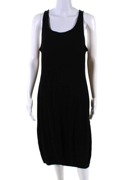 Eileen Fisher Womens Solid Black Scoop Neck Sleeveless A-Line Dress Size L