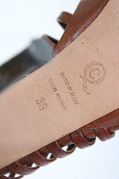 Alexander McQueen Womens Leather Strappy Platform Sandal Heels Brown Size 36 6