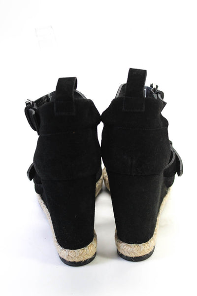 Balenciaga Paris Womens Suede Ankle Strap High Wedge Sandals Black Size 38 8