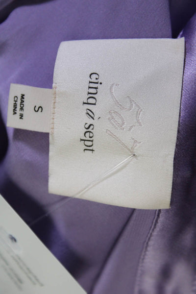 Cinq A Sept Womens Satin Puff Sleeve V Neck Top Blouse Lavender Silk Size Small