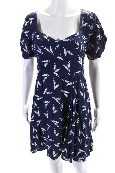 Maeve Anthropologie Womens Short Sleeve V Neck A Line Dress Navy Blue Size 2