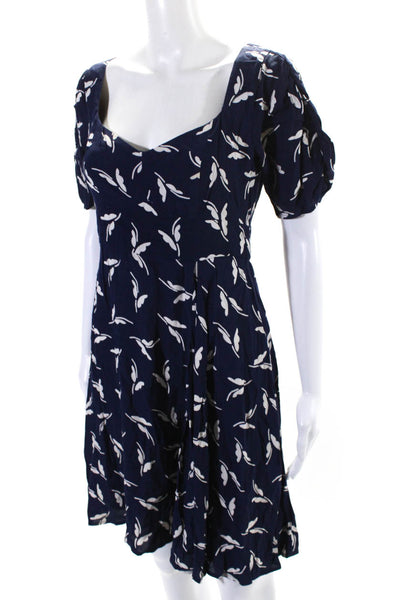 Maeve Anthropologie Womens Short Sleeve V Neck A Line Dress Navy Blue Size 2