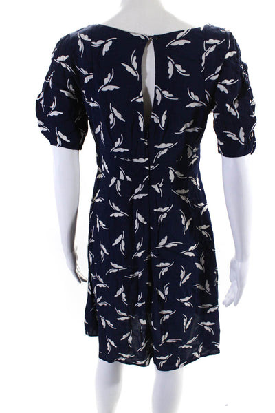 Maeve Anthropologie Womens Short Sleeve V Neck A Line Dress Navy Blue Size 2