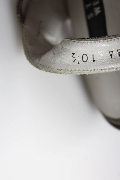 Stuart Weitzman Womens Leather Animal Print Strappy Block Heels Beige Size 10.5