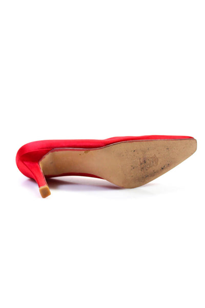 Stuart Weitzman Womens Square Toe Slip-On Block Heels Pumps Red Size 10
