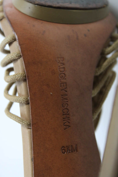 Badgley Mischka Womens Woven Textured Strap Buckle Stiletto Heels Brown Size 6.5
