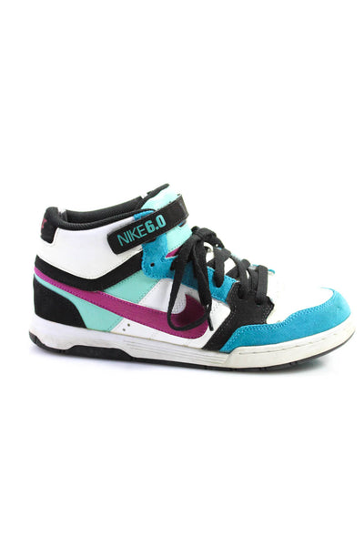 Nike Girls 6.0 Patchwork Colorblock Lace-Up High Top Sneakers Blue Size 7Y
