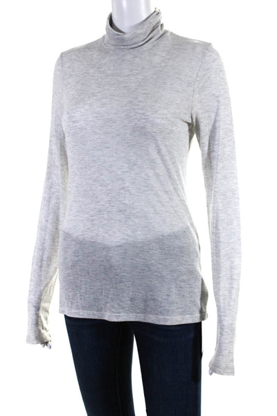 Theory Womens Long Sleeves Super Slim Turtleneck Blouse Gray Size Medium