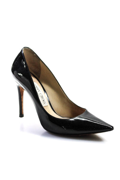 Jimmy Choo Womens Patent Leather Pointed Toe Romy 100 Pumps Black Size 36.5 6.5