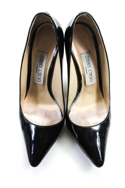 Jimmy Choo Womens Patent Leather Pointed Toe Romy 100 Pumps Black Size 36.5 6.5