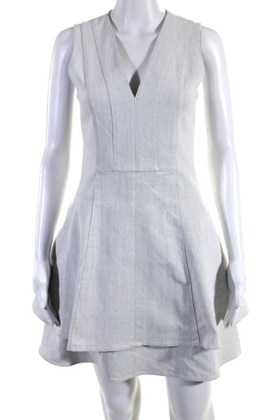 10 Crosby Derek Lam Womens Cotton Darted V-Neck Layered Midi Dress White Size 0