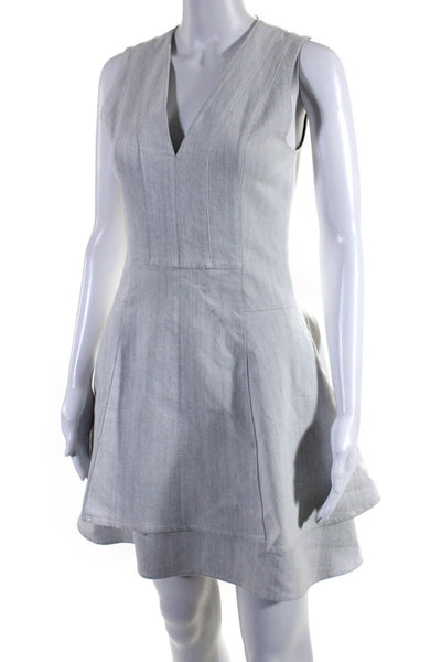 10 Crosby Derek Lam Womens Cotton Darted V-Neck Layered Midi Dress White Size 0