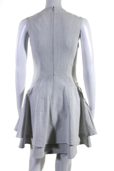 10 Crosby Derek Lam Womens Cotton Darted V-Neck Layered Midi Dress White Size 0