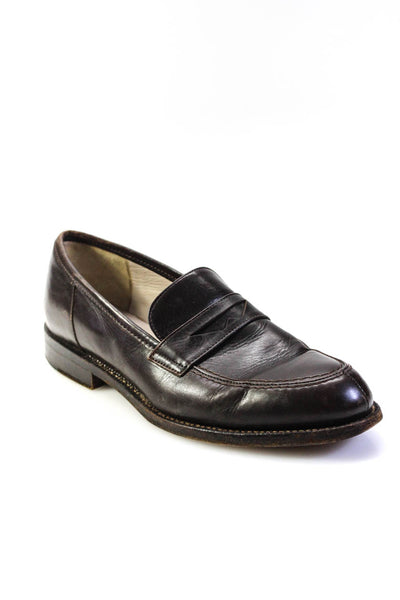 Robert Clergerie Womens Almond Toe Leather Penny Loafers Dark Brown Size 7