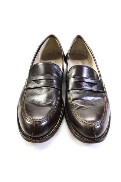 Robert Clergerie Womens Almond Toe Leather Penny Loafers Dark Brown Size 7