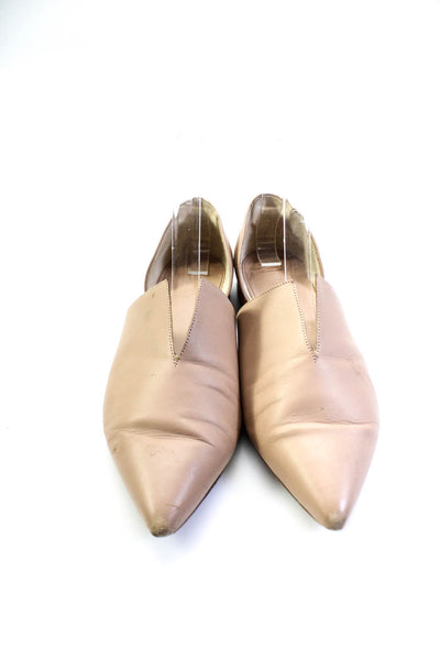Vince Womens Pointed Toe Split D'orsay Flat Loafers Beige Leather Size 37 7