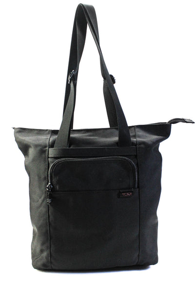 Tumi Mens Double Handle Pocket Front Large Canvas Tote Bag Black