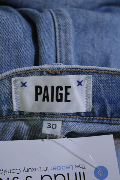 Paige Womens Denim Two Pocket Stretch Waist Mid-Rise Tapered Jeans Blue Size 30