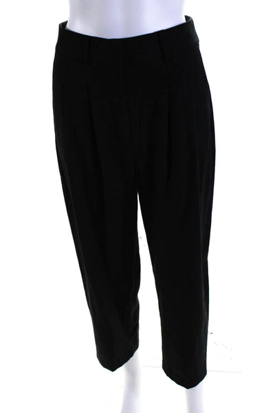 Michael Michael Kors Womens Wool Pleated High-Rise Tapered Pants Black Size 2