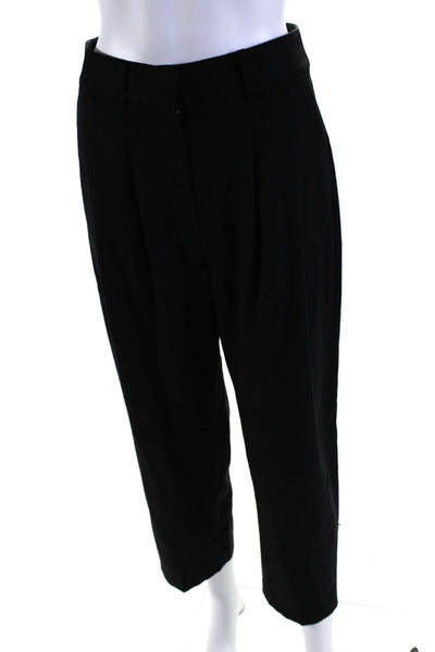 Michael Michael Kors Womens Wool Pleated High-Rise Tapered Pants Black Size 2