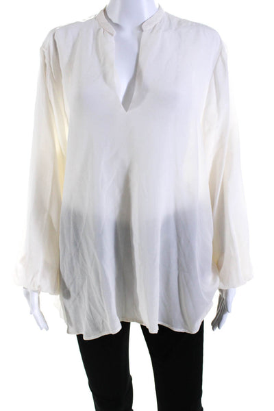 Mogoli Pascal Womens Long Sleeve V Neck Oversized Silk Shirt White Size Medium