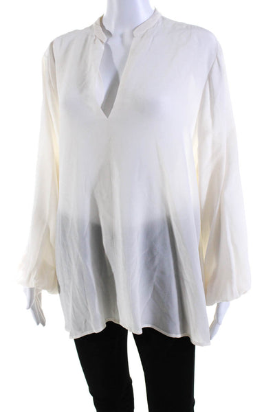 Mogoli Pascal Womens Long Sleeve V Neck Oversized Silk Shirt White Size Medium