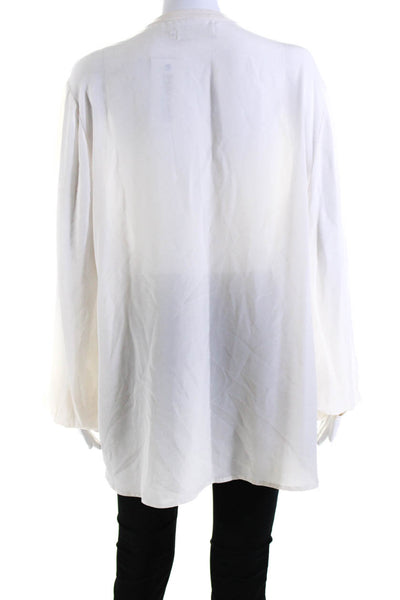 Mogoli Pascal Womens Long Sleeve V Neck Oversized Silk Shirt White Size Medium