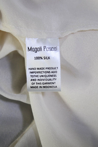 Mogoli Pascal Womens Long Sleeve V Neck Oversized Silk Shirt White Size Medium