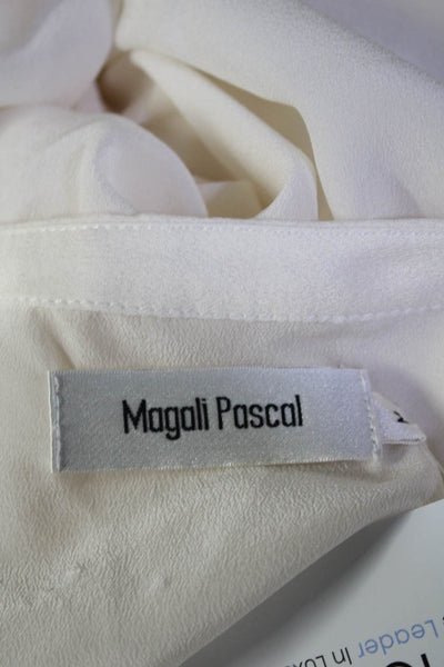 Mogoli Pascal Womens Long Sleeve V Neck Oversized Silk Shirt White Size Medium