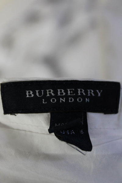 Burberry London Womens Cotton Floral Print Textured Slip-On Skirt White Size 6