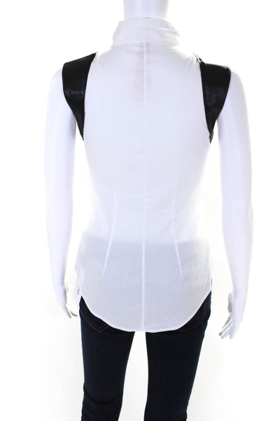 Bailey 44 Womens Faux Leather Contrast Button Tank Top White Size Extra Small