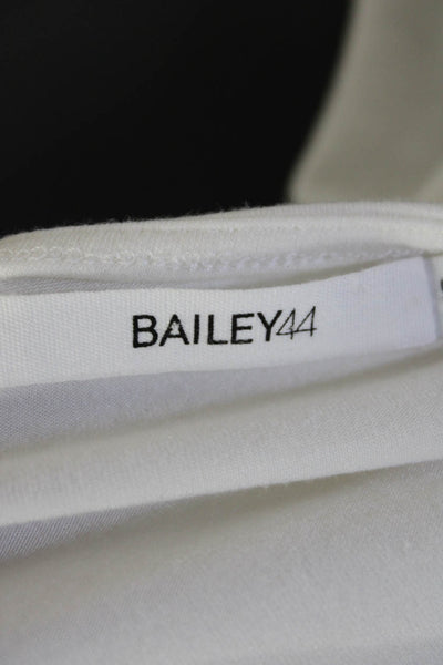 Bailey 44 Womens Leather Short Sleeves Crew Neck Blouse White Size Extra Small