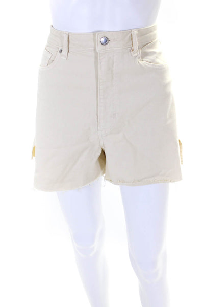 We Wore What Womens Cotton 5 Pocket Button Close High-Rise Shorts Beige Size 29