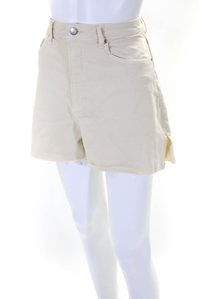 We Wore What Womens Cotton 5 Pocket Button Close High-Rise Shorts Beige Size 29