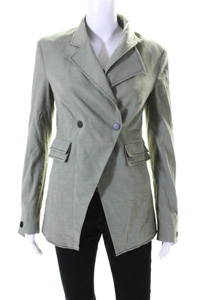 C/MEO Collective Womens Double Breasted Notched Lapel Jacket Green Size XS