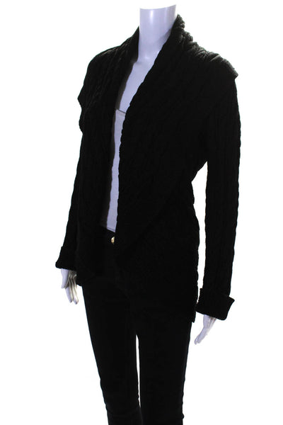 Ralph Lauren Black Label Womens Black Linen Cowl Neck Cardigan Sweater Top SizeL