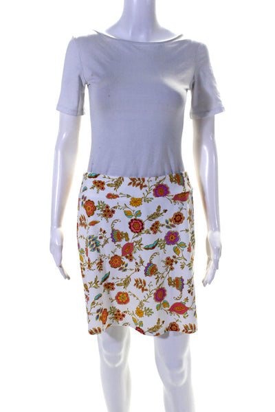 Jude Connally Womens Stretch Floral Print Mini Skirt Skirt White Size S