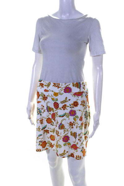 Jude Connally Womens Stretch Floral Print Mini Skirt Skirt White Size S