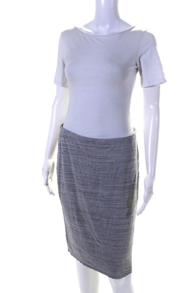 Bailey 44 Womens Striped Elastic Waist Knee Length Pencil Skirt Gray Size M